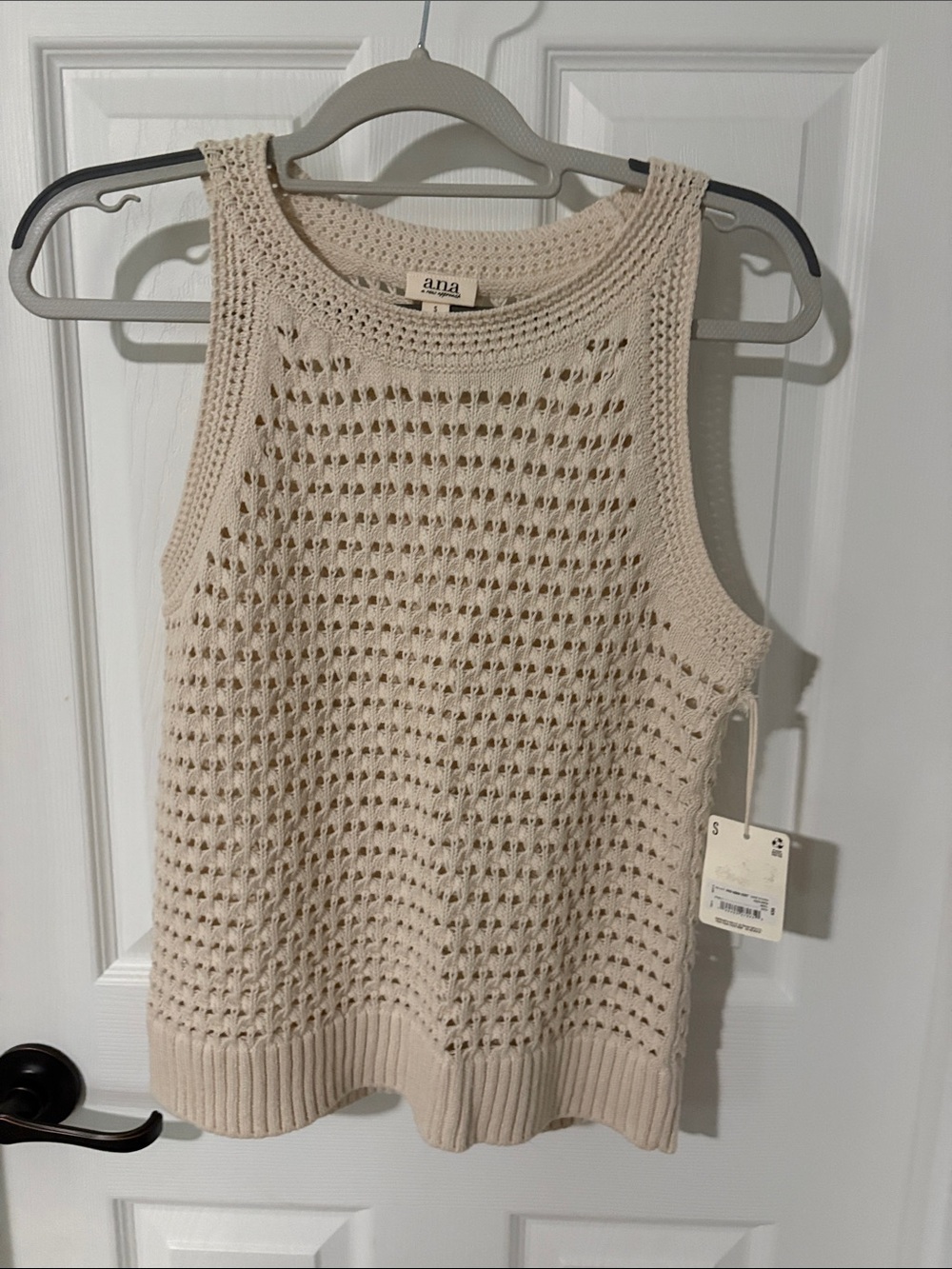 a.n.a Cream Crochet Knit Tank Top